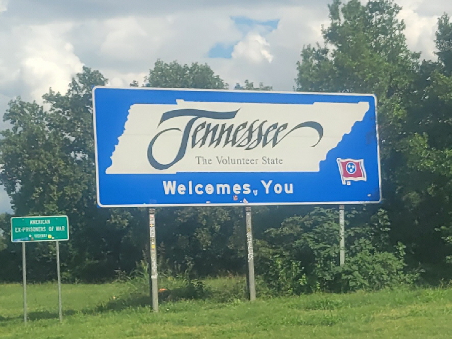 entering Tennessee on the way to Memphis